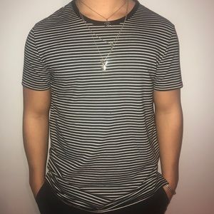Striped Shirt. Black and White Striped Tee.